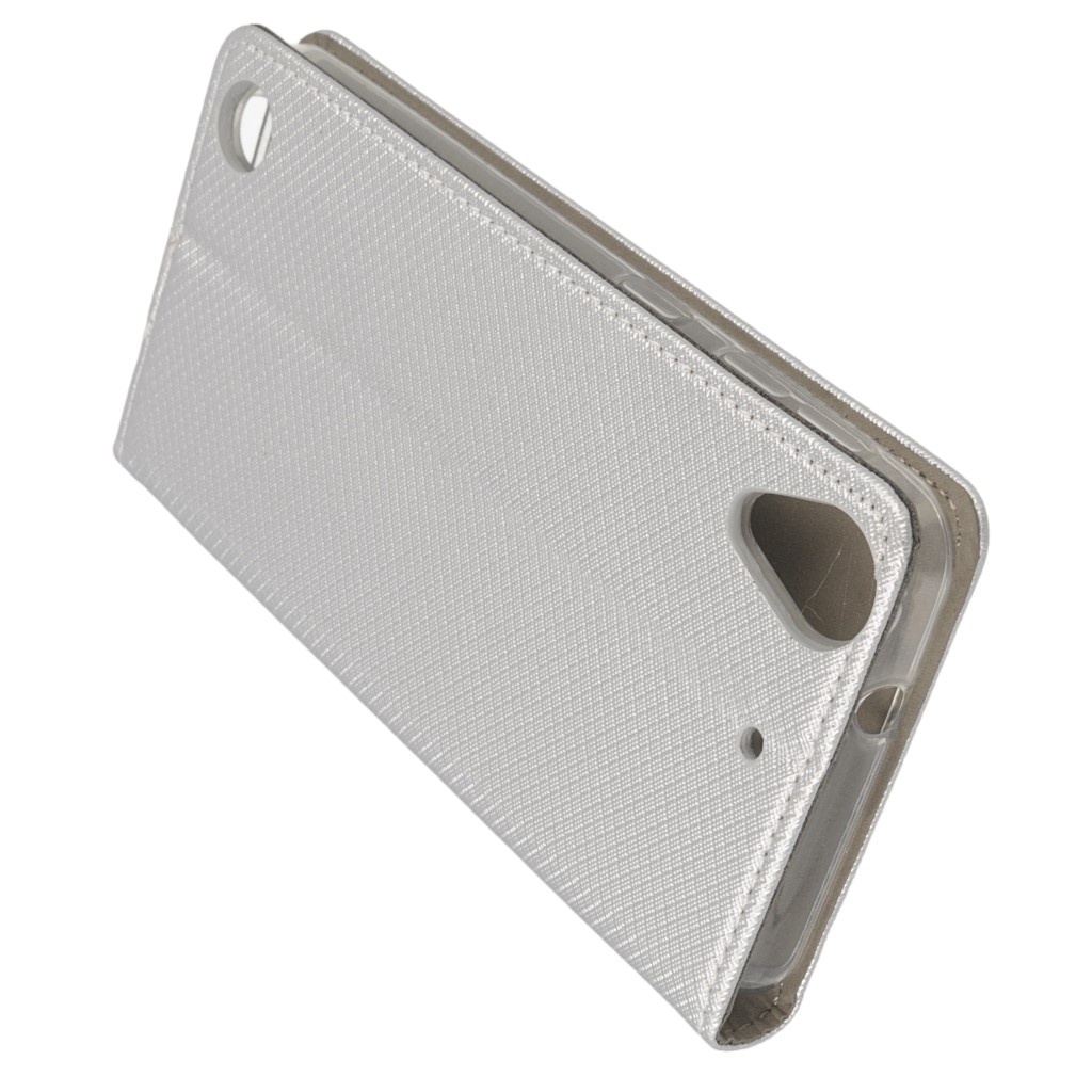 Pokrowiec etui z klapk Magnet Book srebrne HTC Desire 530 / 4