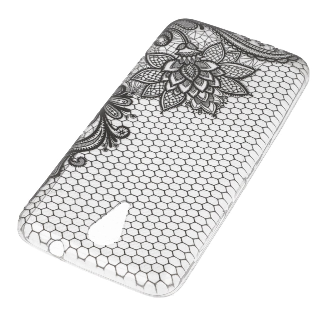 Pokrowiec etui silikonowe Koronka Kwiat czarny HTC Desire 620 / 2