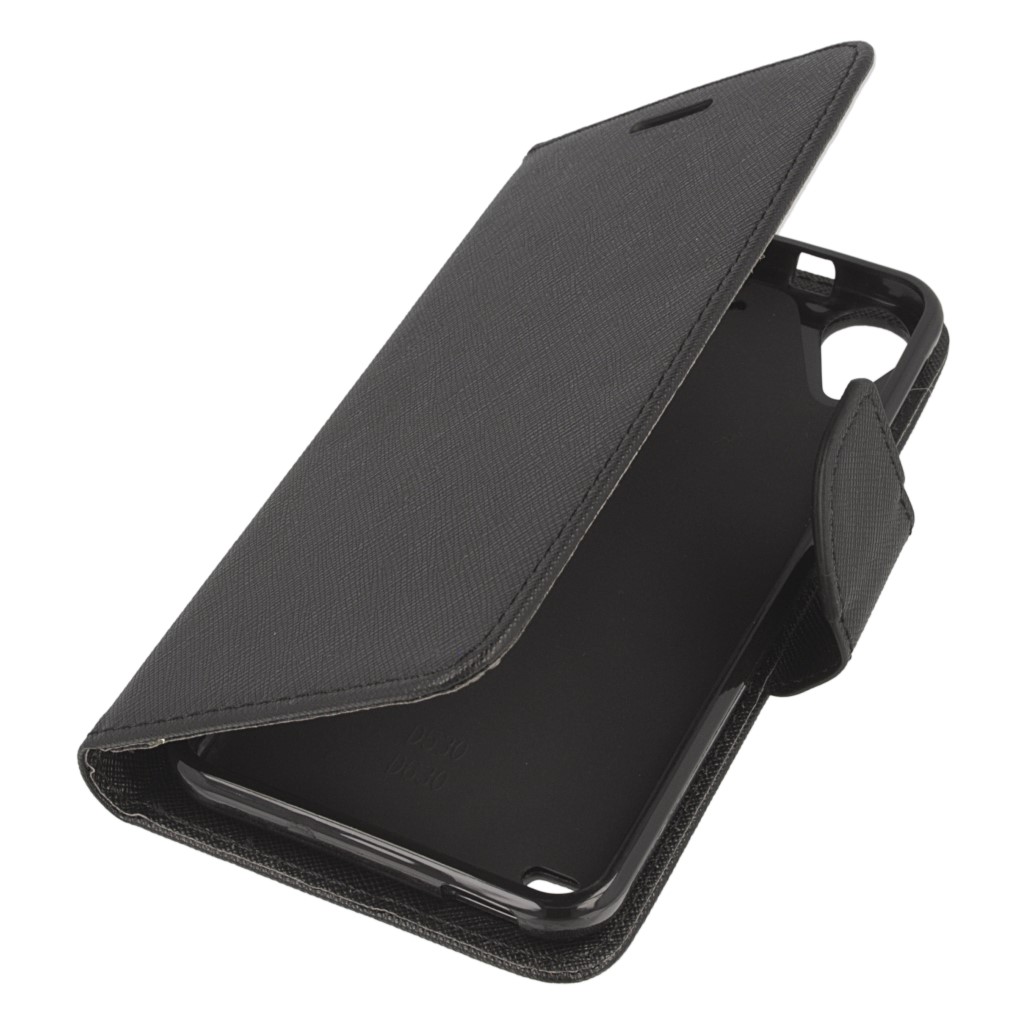 Pokrowiec etui z klapk na magnes Fancy Case czarne HTC Desire 630