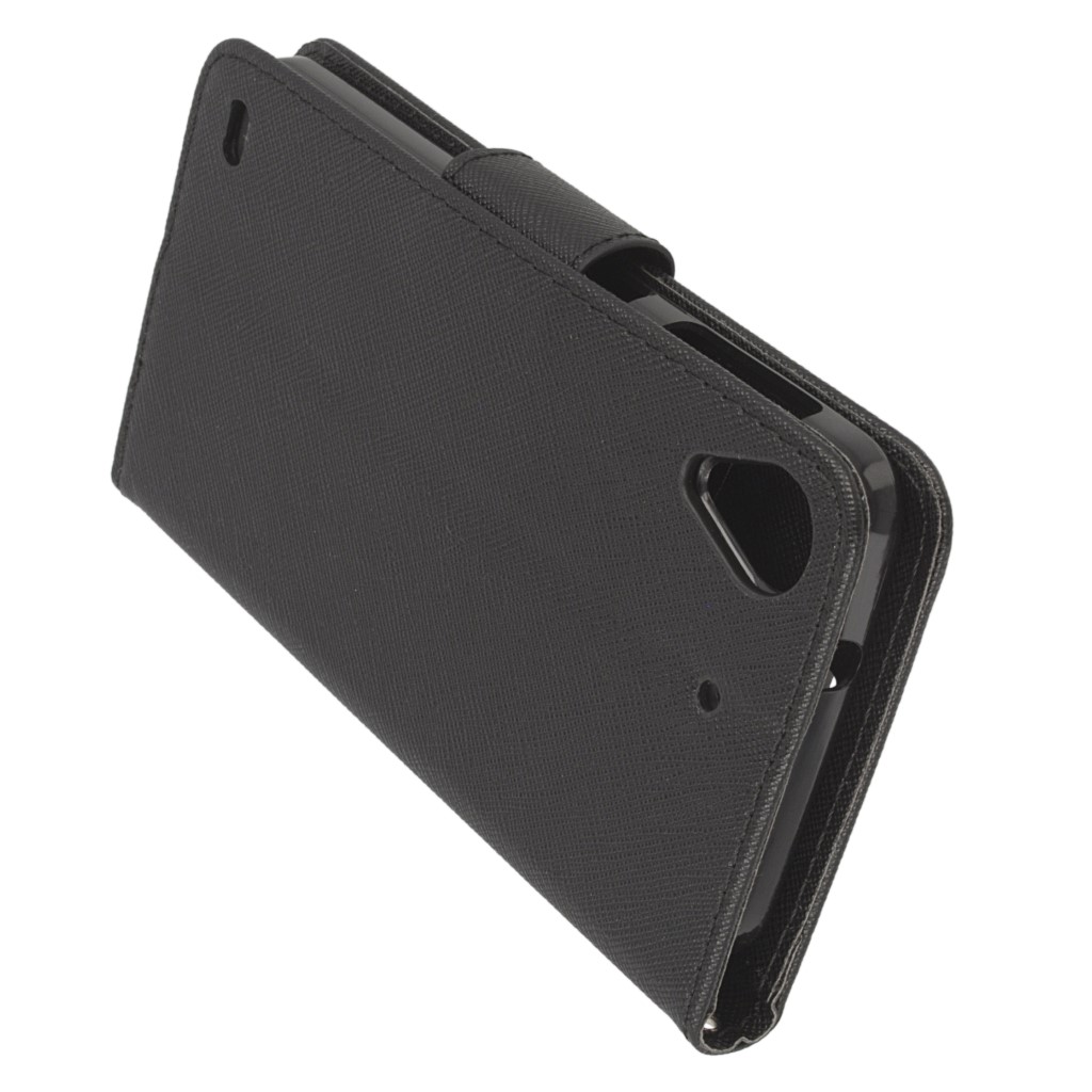 Pokrowiec etui z klapk na magnes Fancy Case czarne HTC Desire 630 / 4