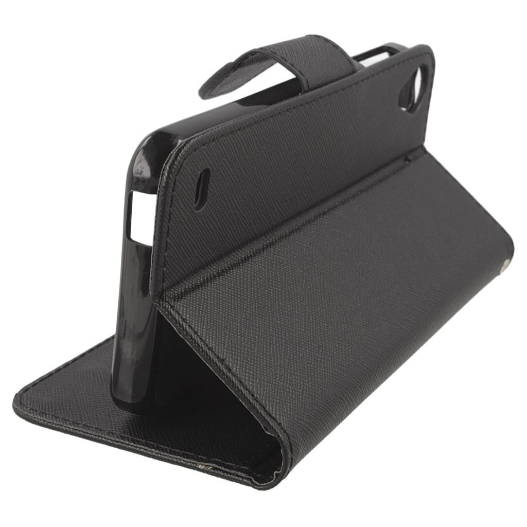 Pokrowiec etui z klapk na magnes Fancy Case czarne HTC Desire 630 / 8