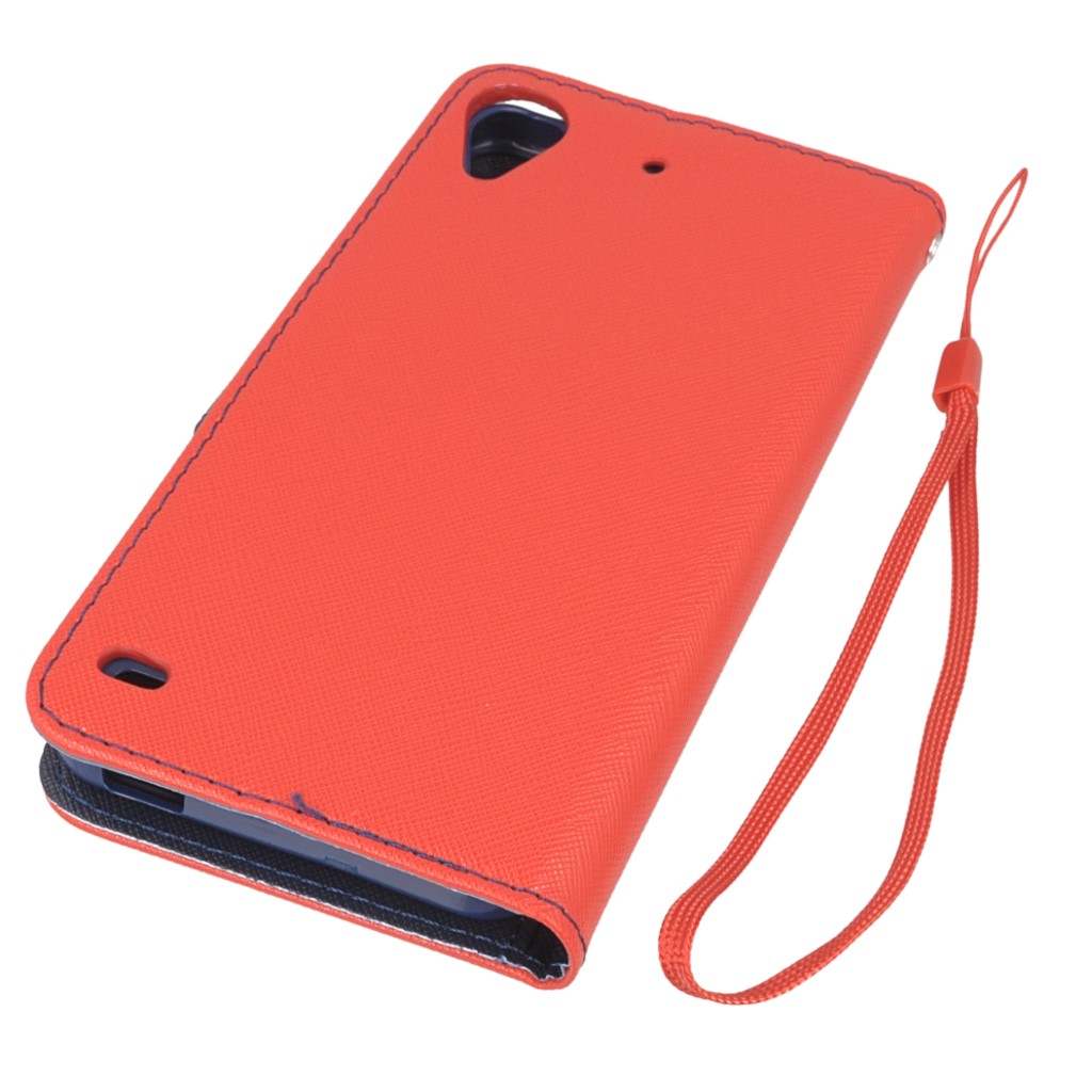 Pokrowiec etui z klapk na magnes Fancy Case czerwono-granatowe HTC Desire 630 / 3