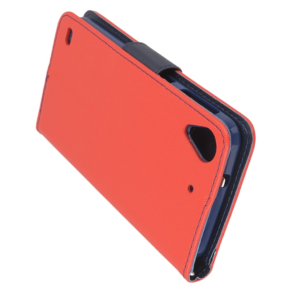 Pokrowiec etui z klapk na magnes Fancy Case czerwono-granatowe HTC Desire 630 / 4