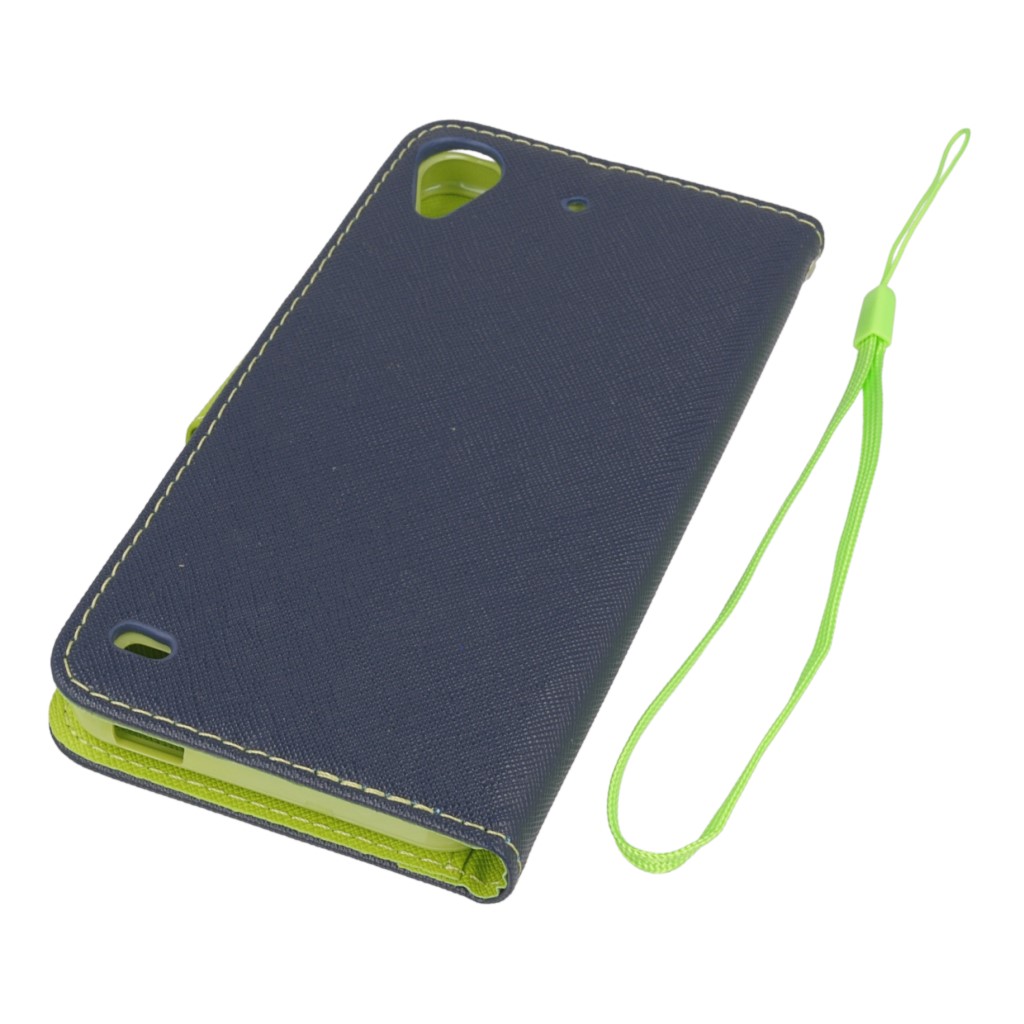 Pokrowiec etui z klapk na magnes Fancy Case granatowo-limonkowe HTC Desire 630 / 3