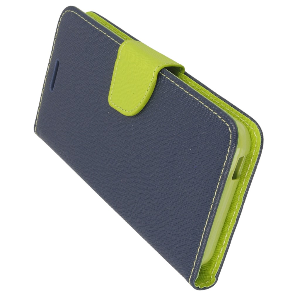 Pokrowiec etui z klapk na magnes Fancy Case granatowo-limonkowe HTC Desire 630 / 5