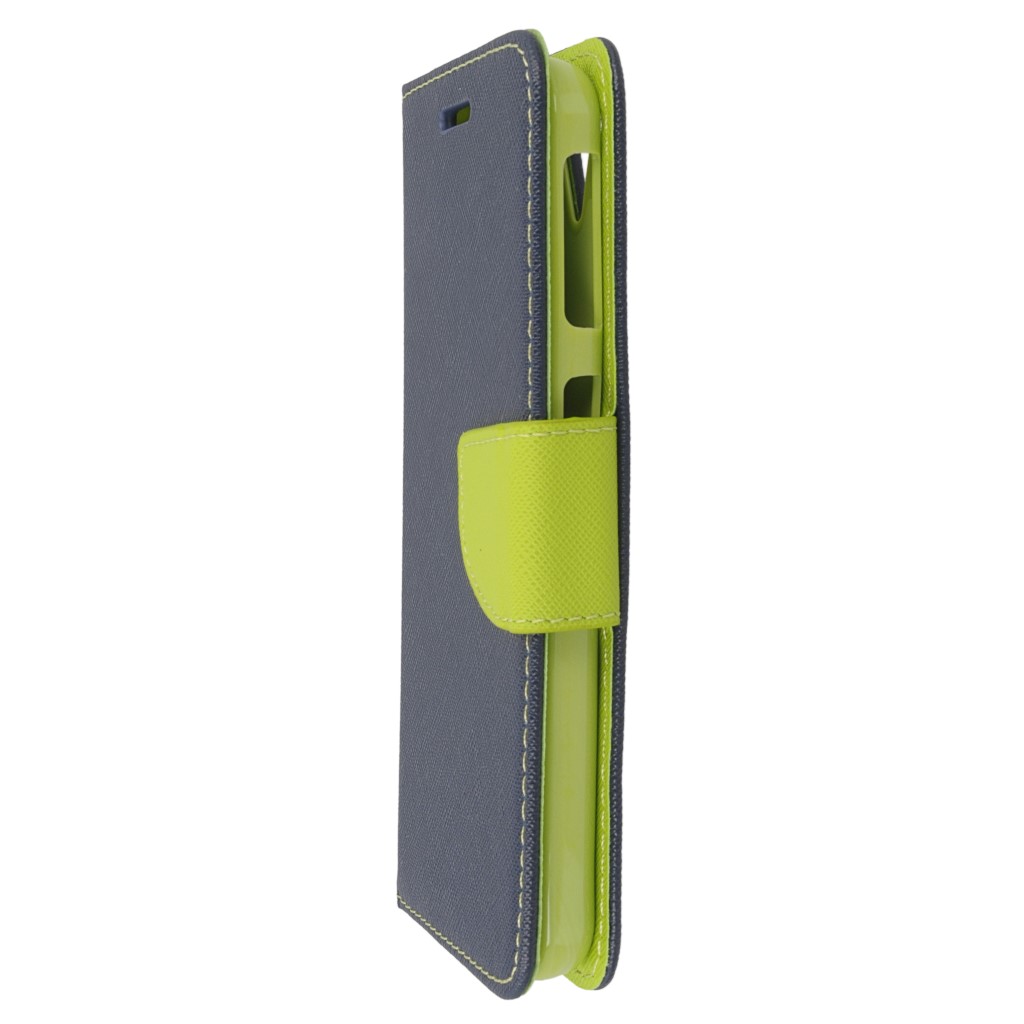 Pokrowiec etui z klapk na magnes Fancy Case granatowo-limonkowe HTC Desire 630 / 6