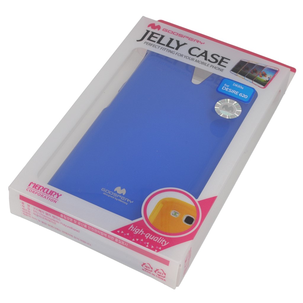Pokrowiec etui silikonowe Mercury JELLY CASE niebieskie HTC Desire 620 / 8