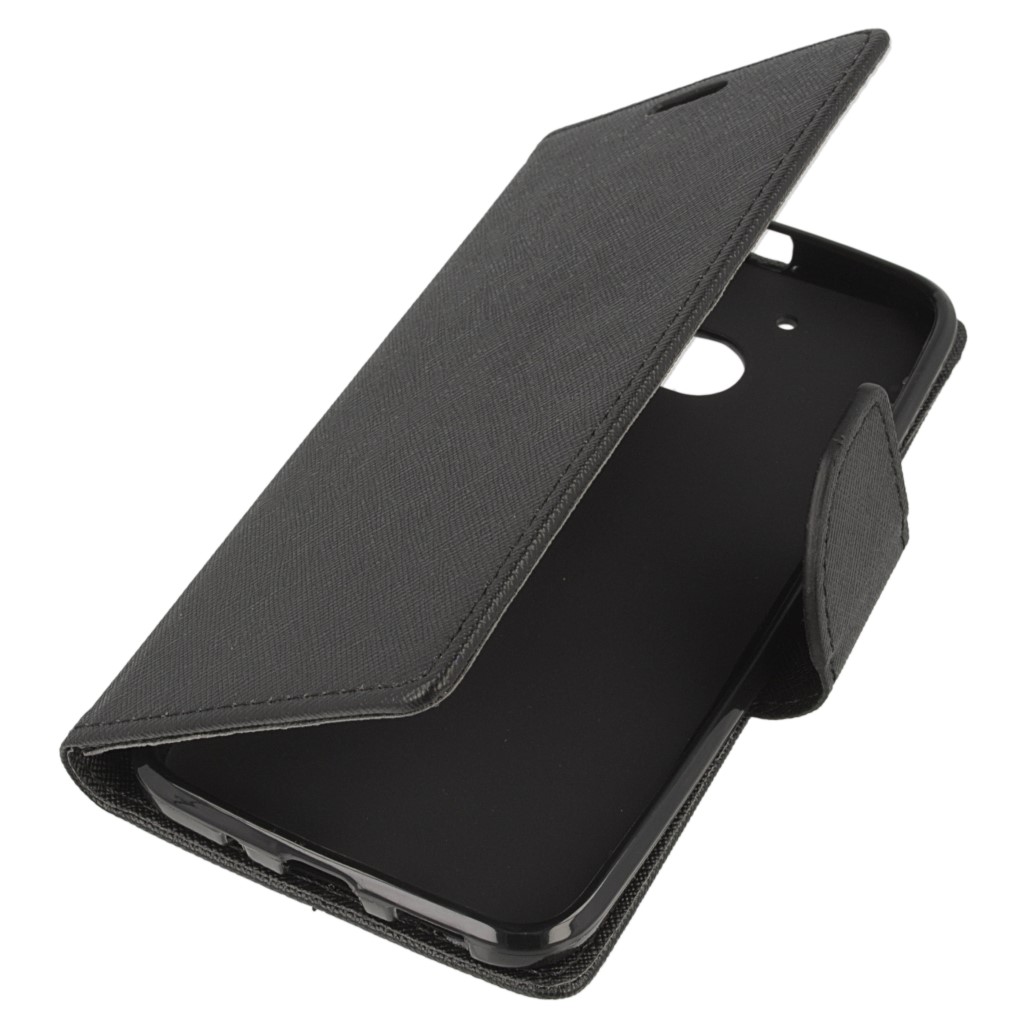 Pokrowiec etui z klapk na magnes Fancy Case czarne HTC One M10