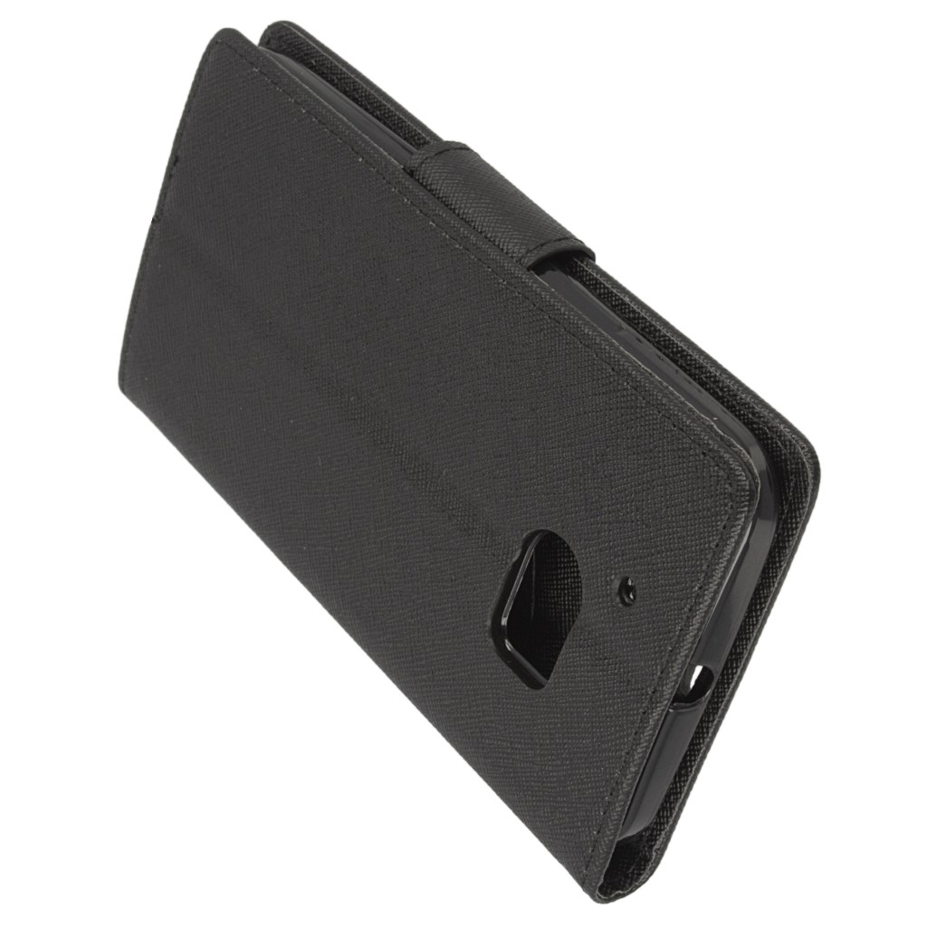 Pokrowiec etui z klapk na magnes Fancy Case czarne HTC One M10 / 5