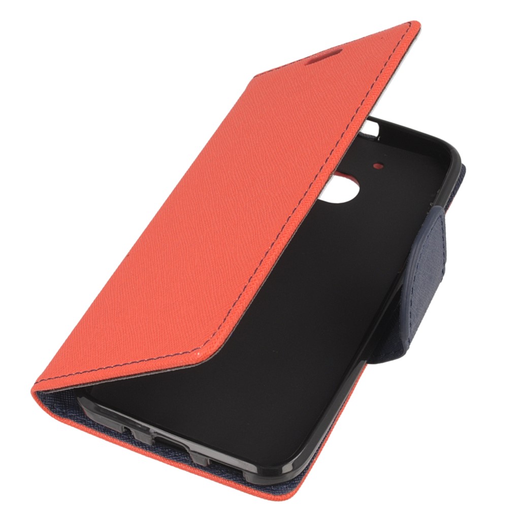 Pokrowiec etui z klapk na magnes Fancy Case czerwono-granatowe HTC One M10
