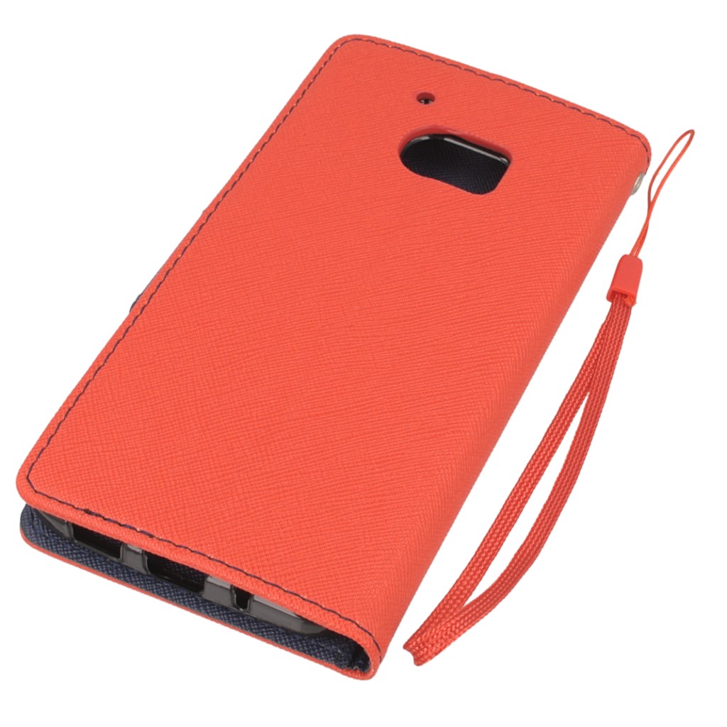 Pokrowiec etui z klapk na magnes Fancy Case czerwono-granatowe HTC One M10 / 4