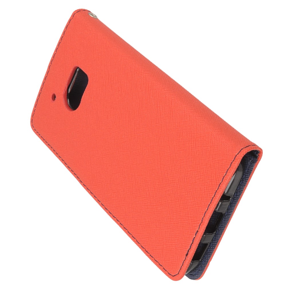 Pokrowiec etui z klapk na magnes Fancy Case czerwono-granatowe HTC One M10 / 5