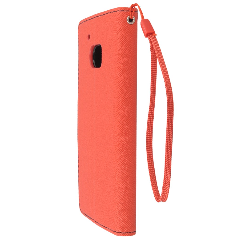Pokrowiec etui z klapk na magnes Fancy Case czerwono-granatowe HTC One M10 / 7