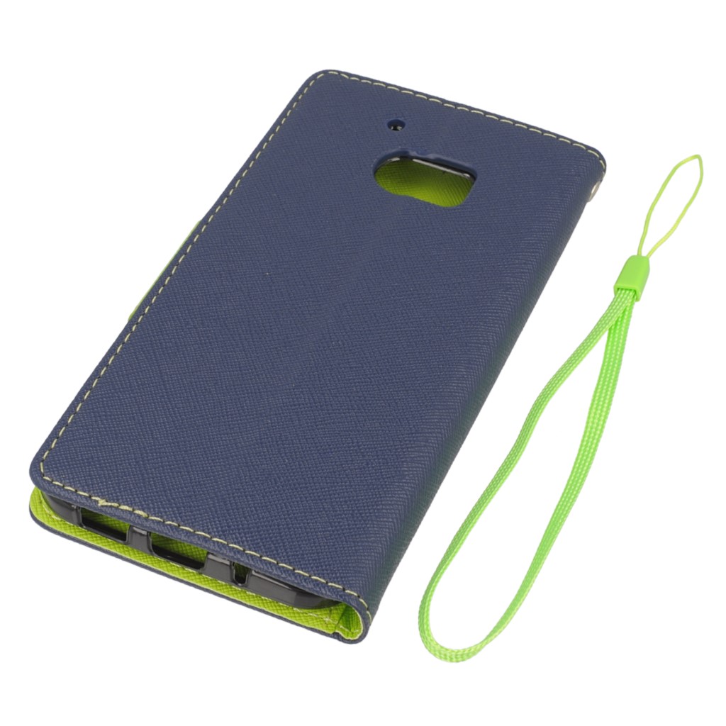Pokrowiec etui z klapk na magnes Fancy Case granatowo-limonkowe HTC One M10 / 4