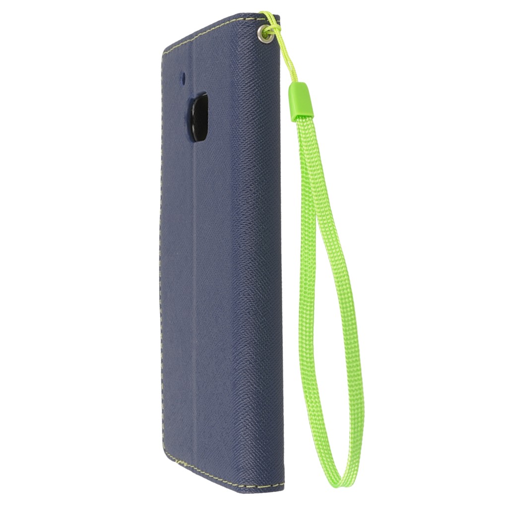 Pokrowiec etui z klapk na magnes Fancy Case granatowo-limonkowe HTC One M10 / 7