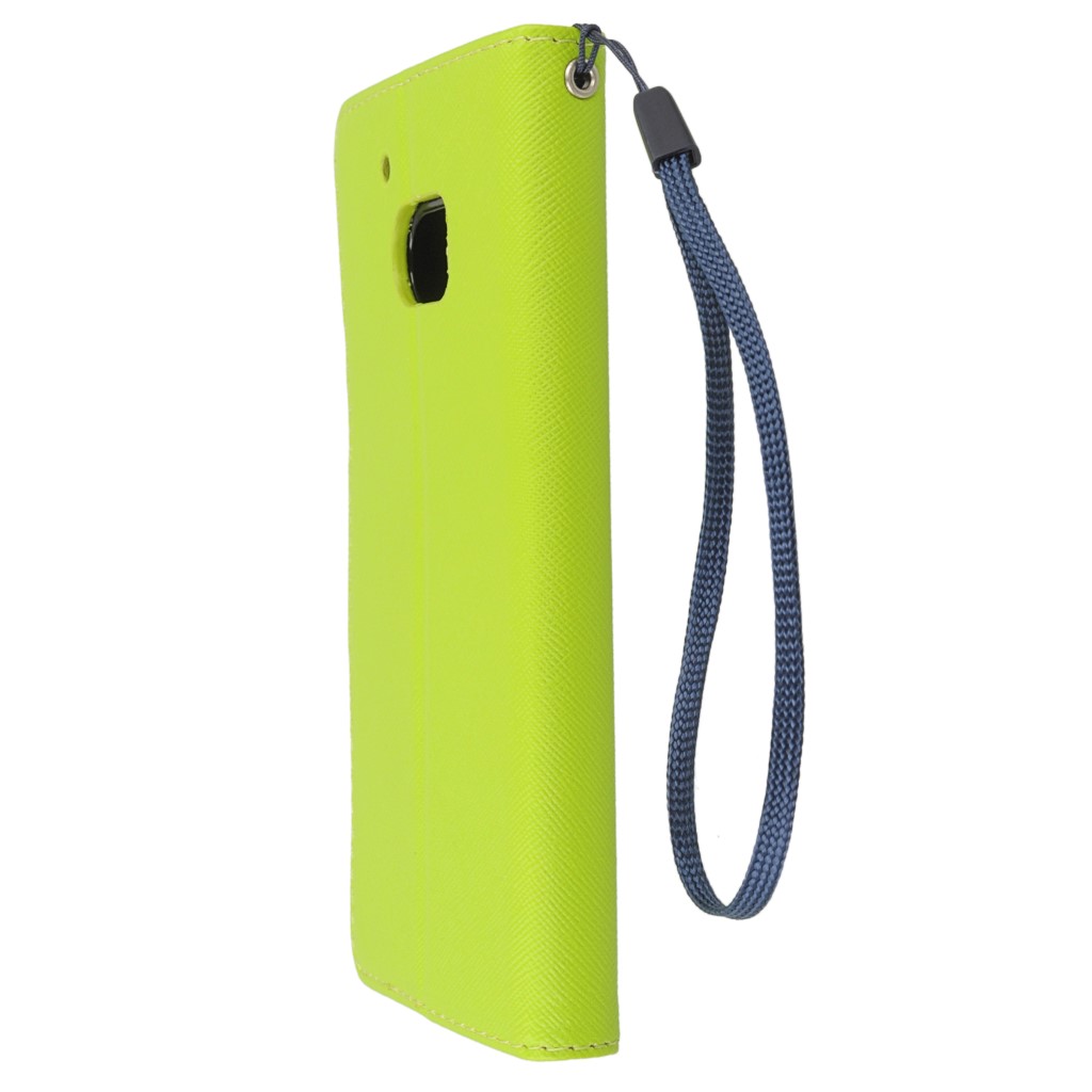 Pokrowiec etui z klapk na magnes Fancy Case limonkowo-granatowe HTC One M10 / 7