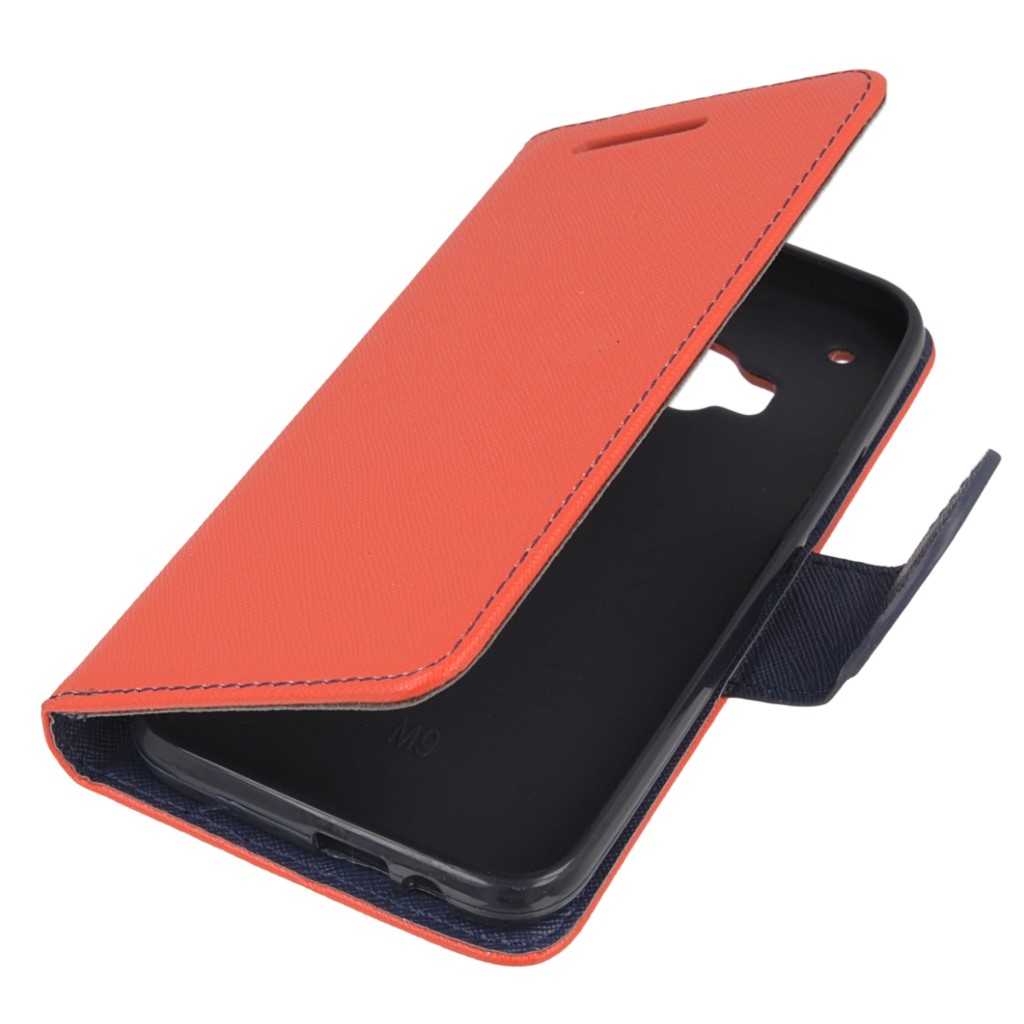 Pokrowiec etui z klapk na magnes Fancy Case czerwono-granatowe HTC One M9 Prime CE