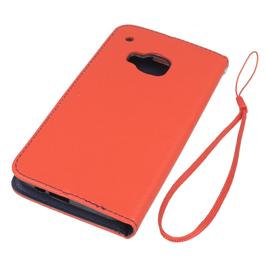 Pokrowiec etui z klapk na magnes Fancy Case czerwono-granatowe HTC One M9 Prime CE / 4