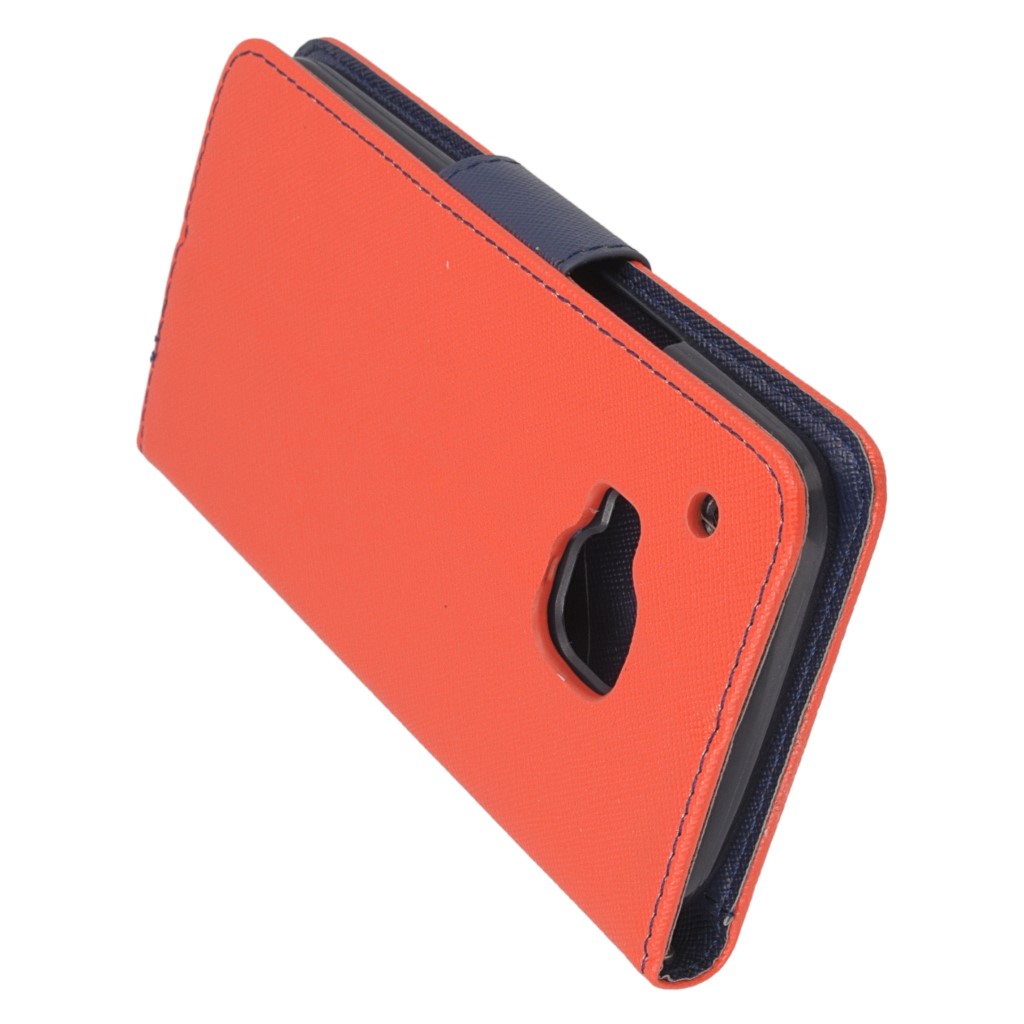 Pokrowiec etui z klapk na magnes Fancy Case czerwono-granatowe HTC One M9 Prime CE / 5