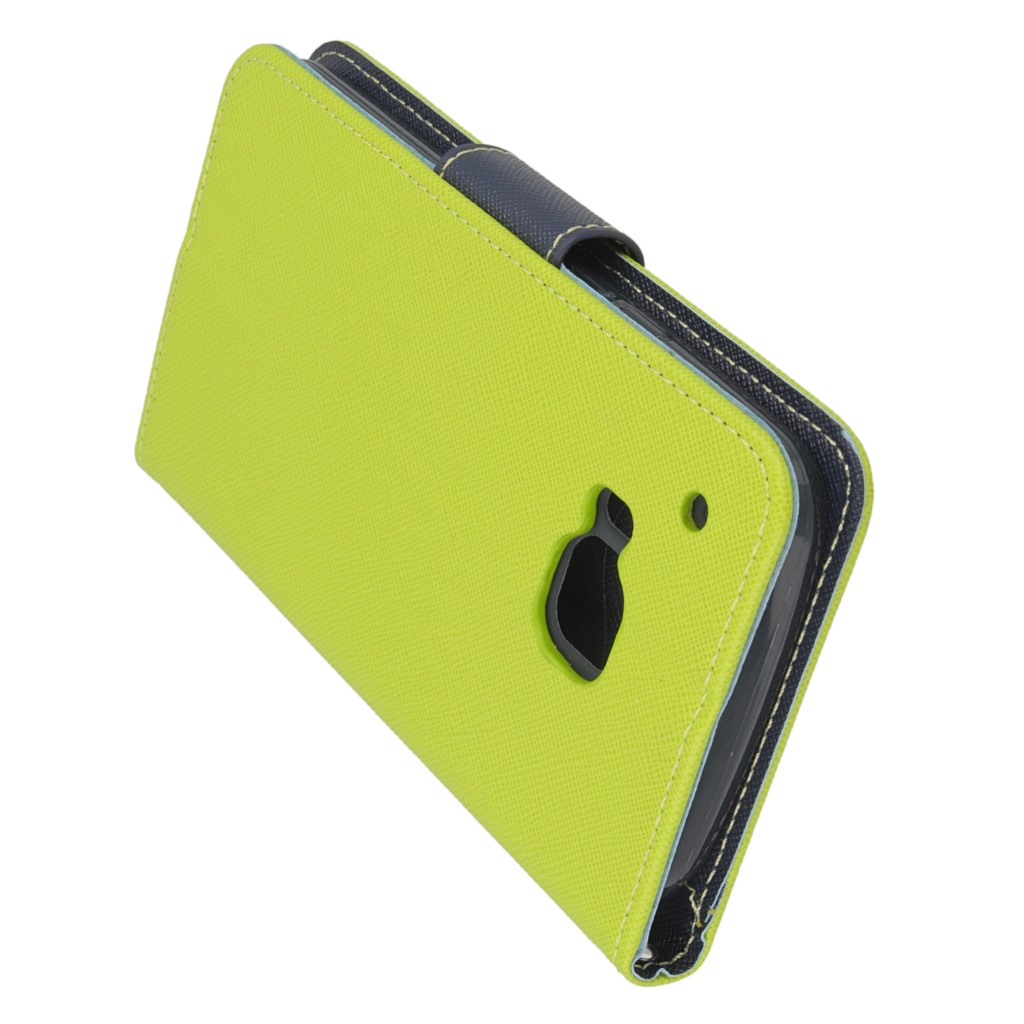 Pokrowiec etui z klapk na magnes Fancy Case limonkowo-granatowe HTC One M9 Prime CE / 6