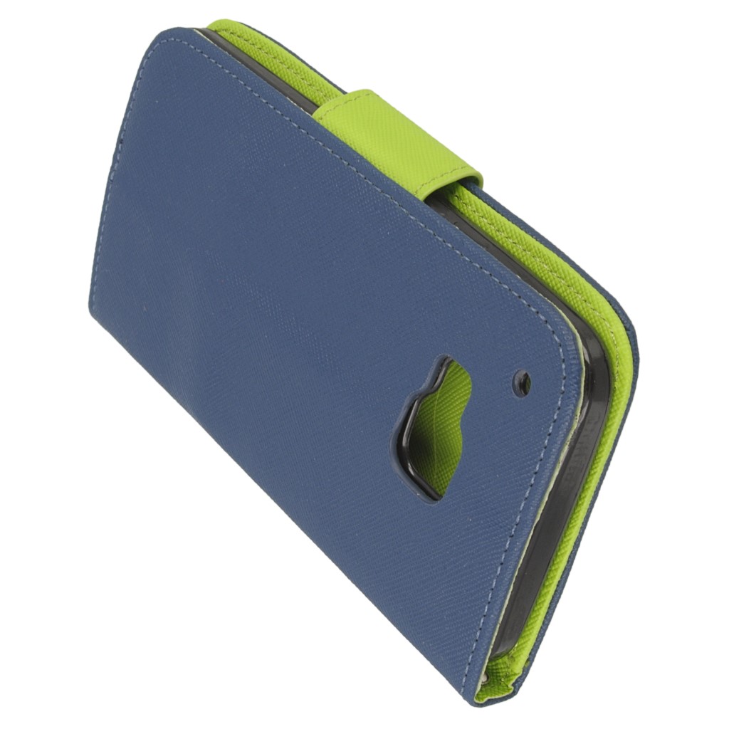 Pokrowiec etui z klapk na magnes Fancy Case granatowo-limonkowe HTC One M9 Prime CE / 4