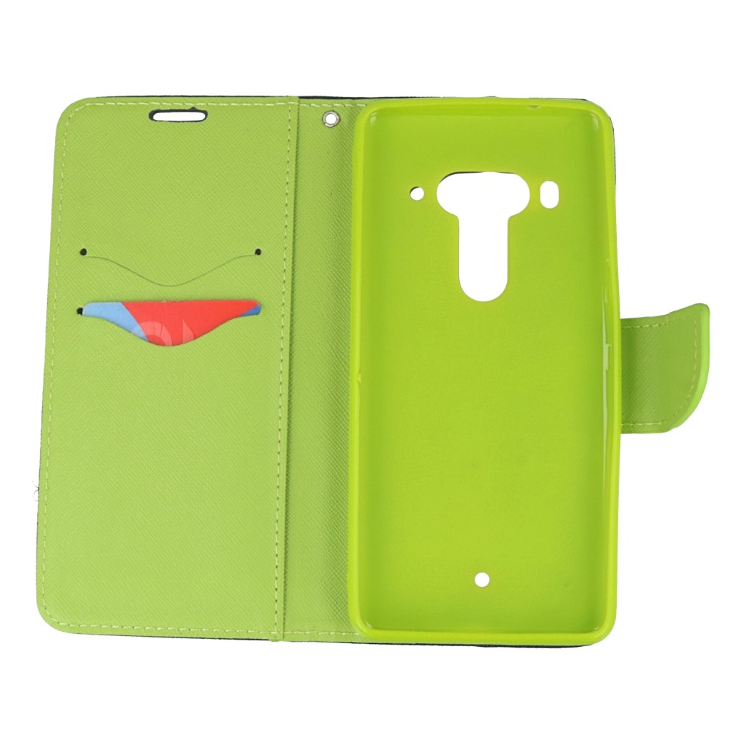 Pokrowiec etui z klapk� na magnes Fancy Case granatowo-limonkowe HTC U12+ / 4