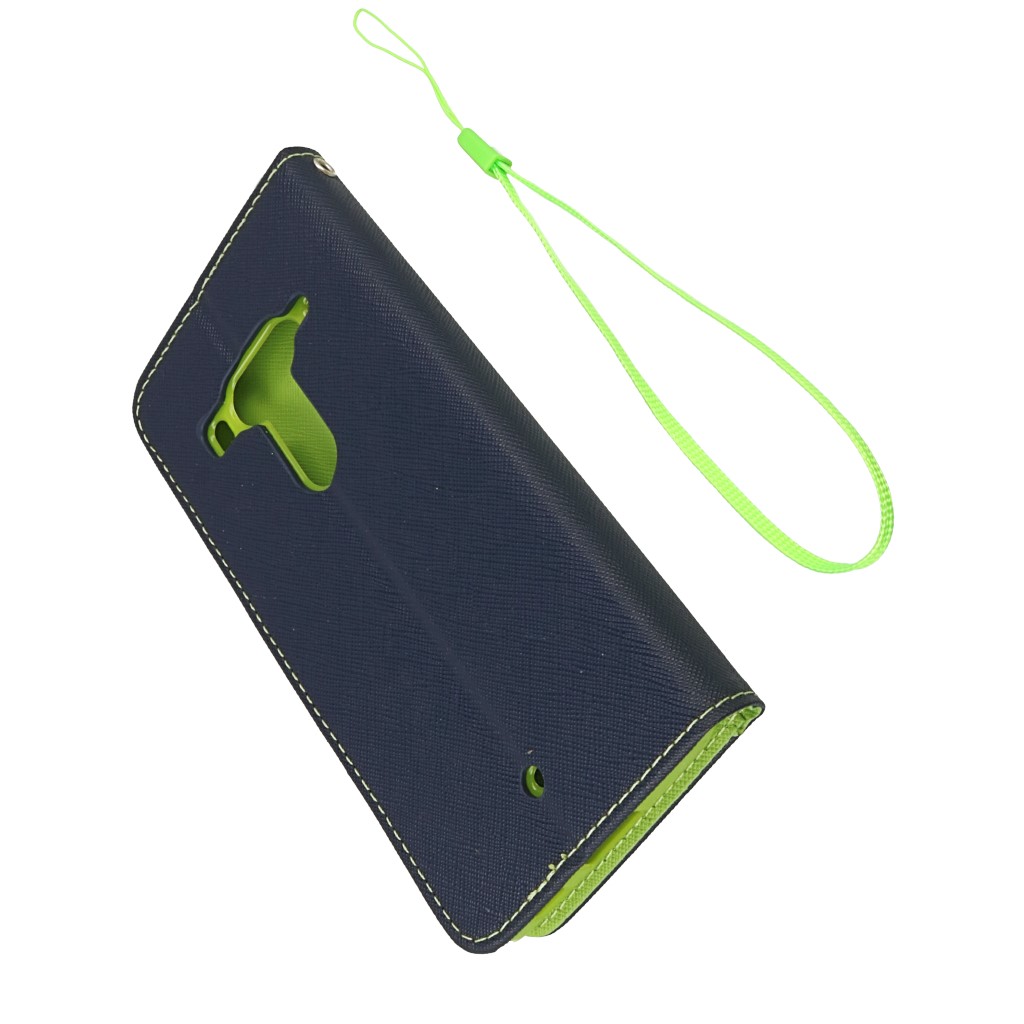 Pokrowiec etui z klapk na magnes Fancy Case granatowo-limonkowe HTC U12+ / 5