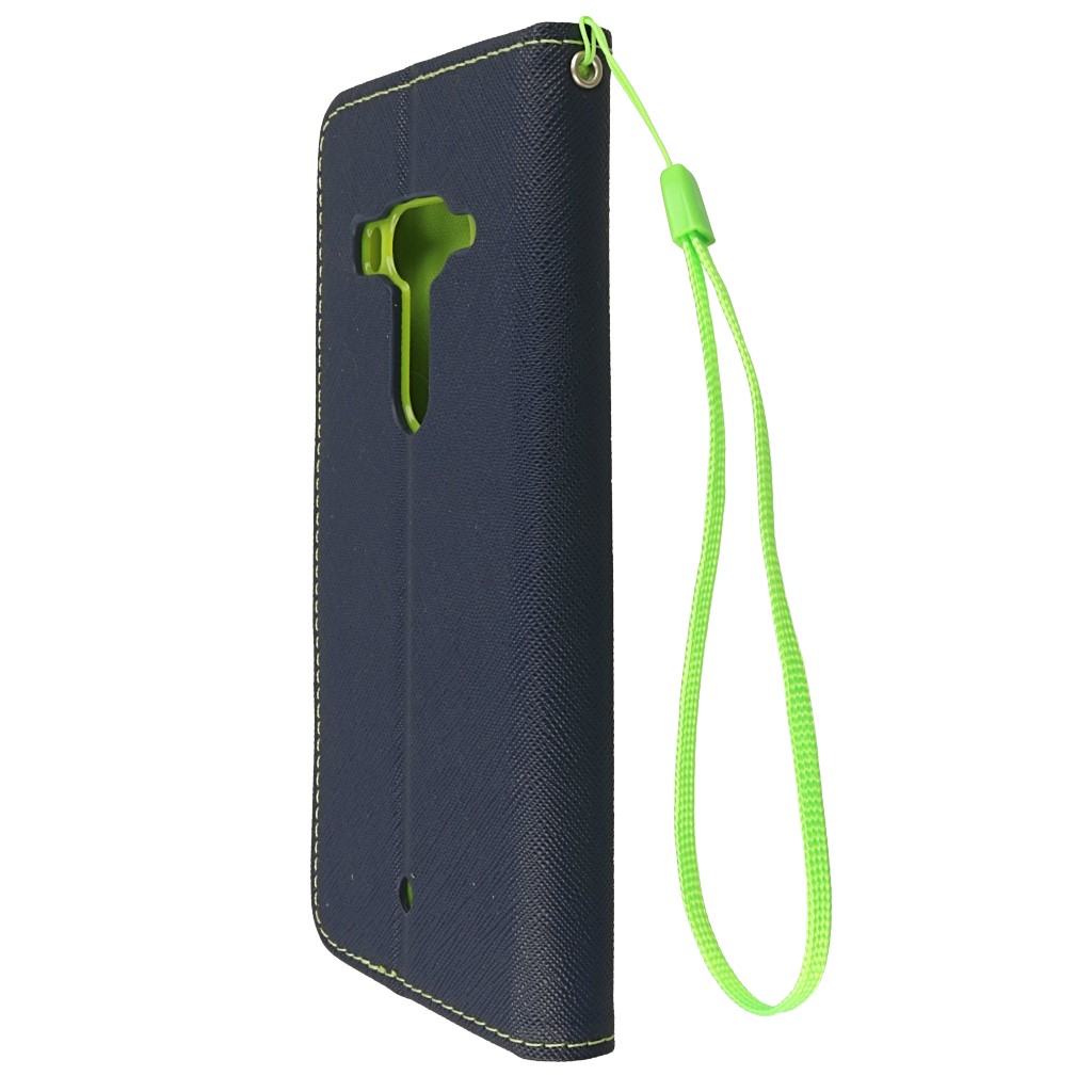 Pokrowiec etui z klapk na magnes Fancy Case granatowo-limonkowe HTC U12+ / 7
