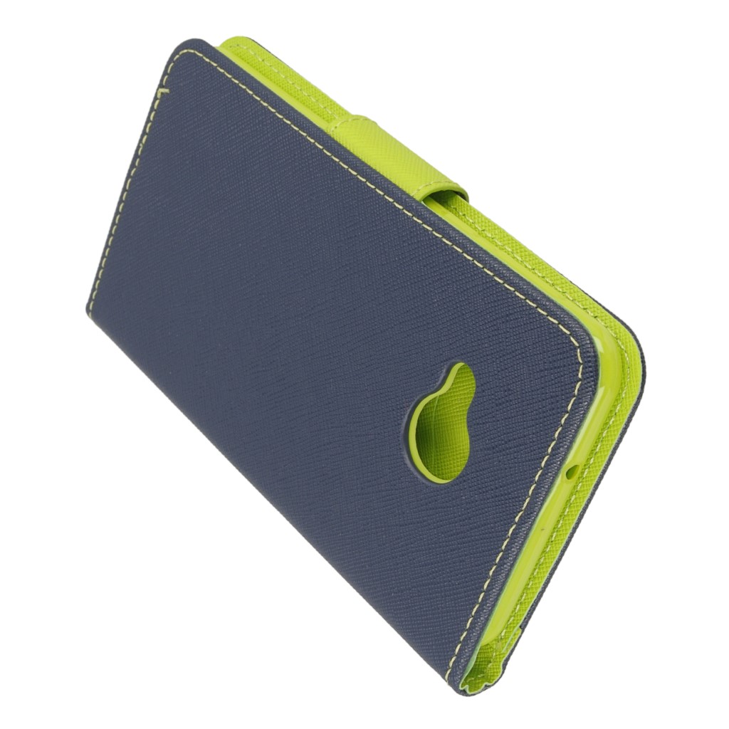 Pokrowiec etui z klapk na magnes Fancy Case granatowo-limonkowe HTC U Play / 4