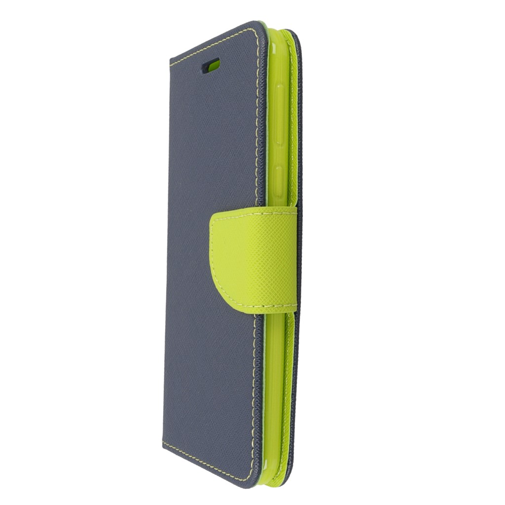 Pokrowiec etui z klapk na magnes Fancy Case granatowo-limonkowe HTC U Play / 5
