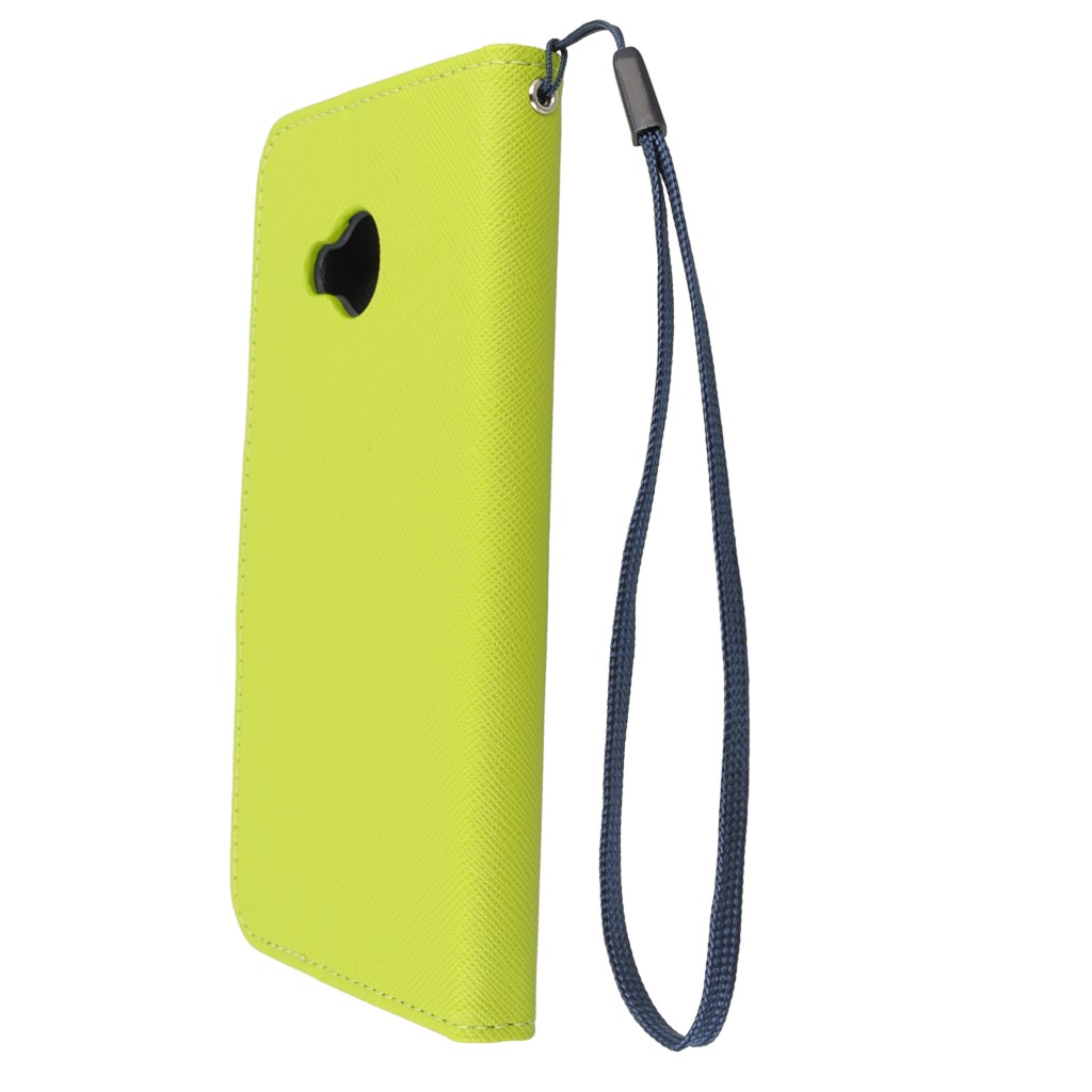 Pokrowiec etui z klapk na magnes Fancy Case limonkowo-granatowe HTC U Play / 6