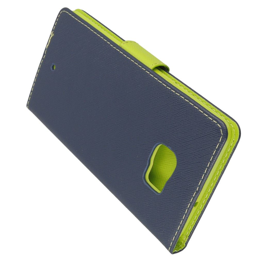 Pokrowiec etui z klapk na magnes Fancy Case granatowo-limonkowe HTC U Ultra / 4