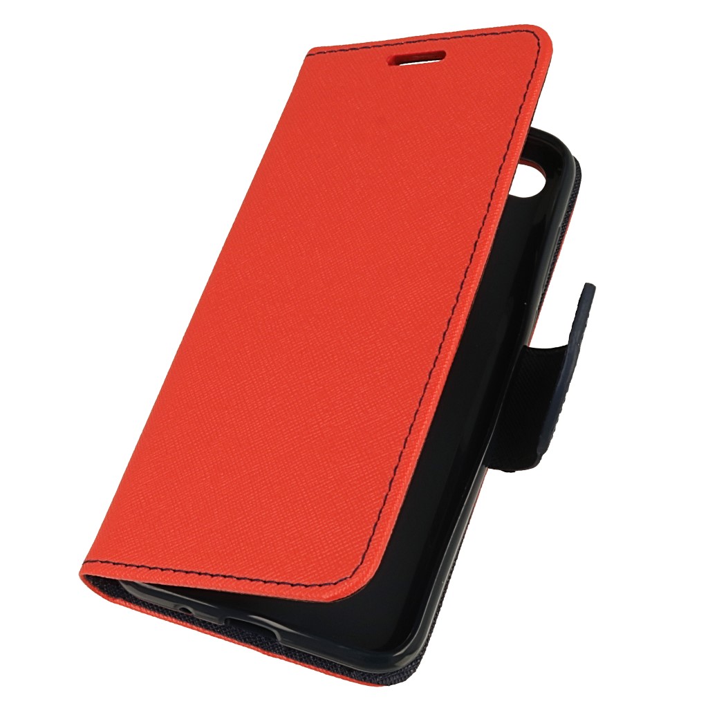 Pokrowiec etui z klapk na magnes Fancy Case czerwono-granatowe SAMSUNG GT-S7580 Galaxy Trend Plus