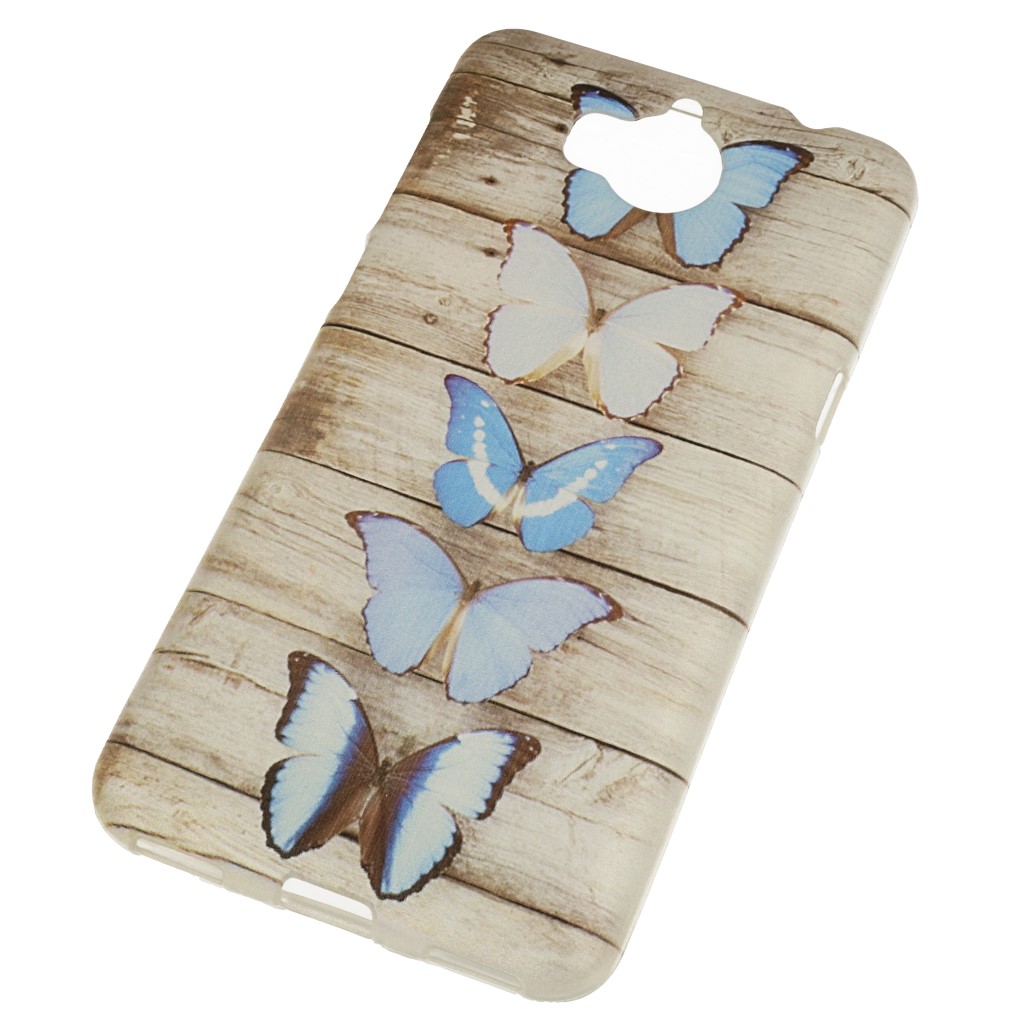 Pokrowiec etui silikonowe wzr Niebieskie Motyle HUAWEI Y6 (2017)