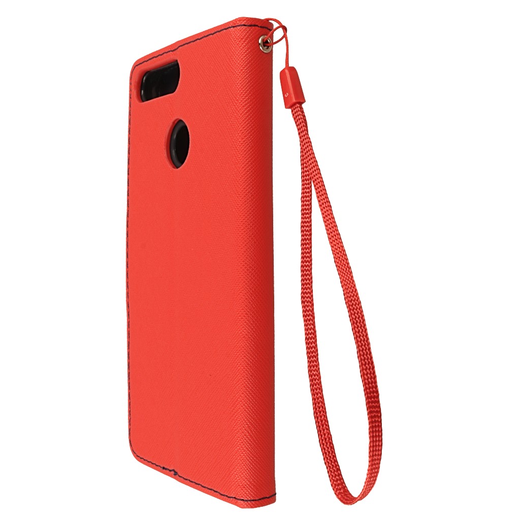 Pokrowiec etui z klapk na magnes Fancy Case czerwono-granatowe HUAWEI Y6 Prime 2018 / 7
