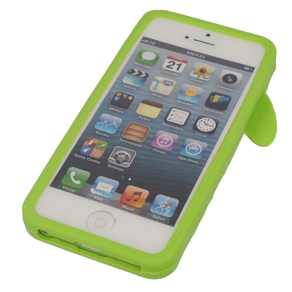 Pokrowiec silikonowe etui 3D Krlik zielony APPLE iPhone 5 / 3