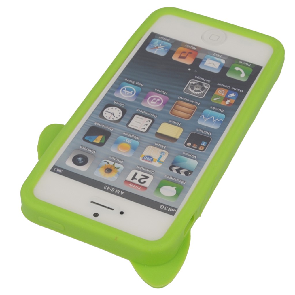 Pokrowiec silikonowe etui 3D Krlik zielony APPLE iPhone 5s / 4