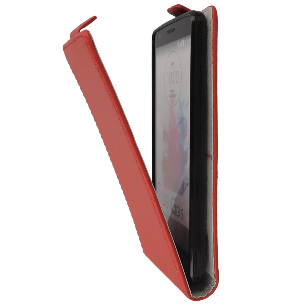 Pokrowiec z klapk na magnes Prestige Slim Flexi czerwony LG G3 mini / 7