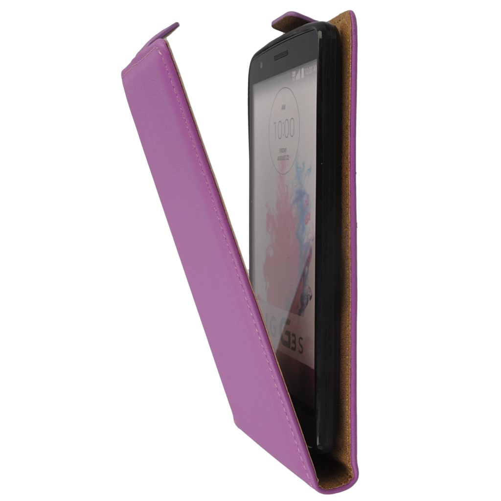 Pokrowiec z klapk na magnes Prestige Slim Flexi fioletowy LG G3 mini / 7