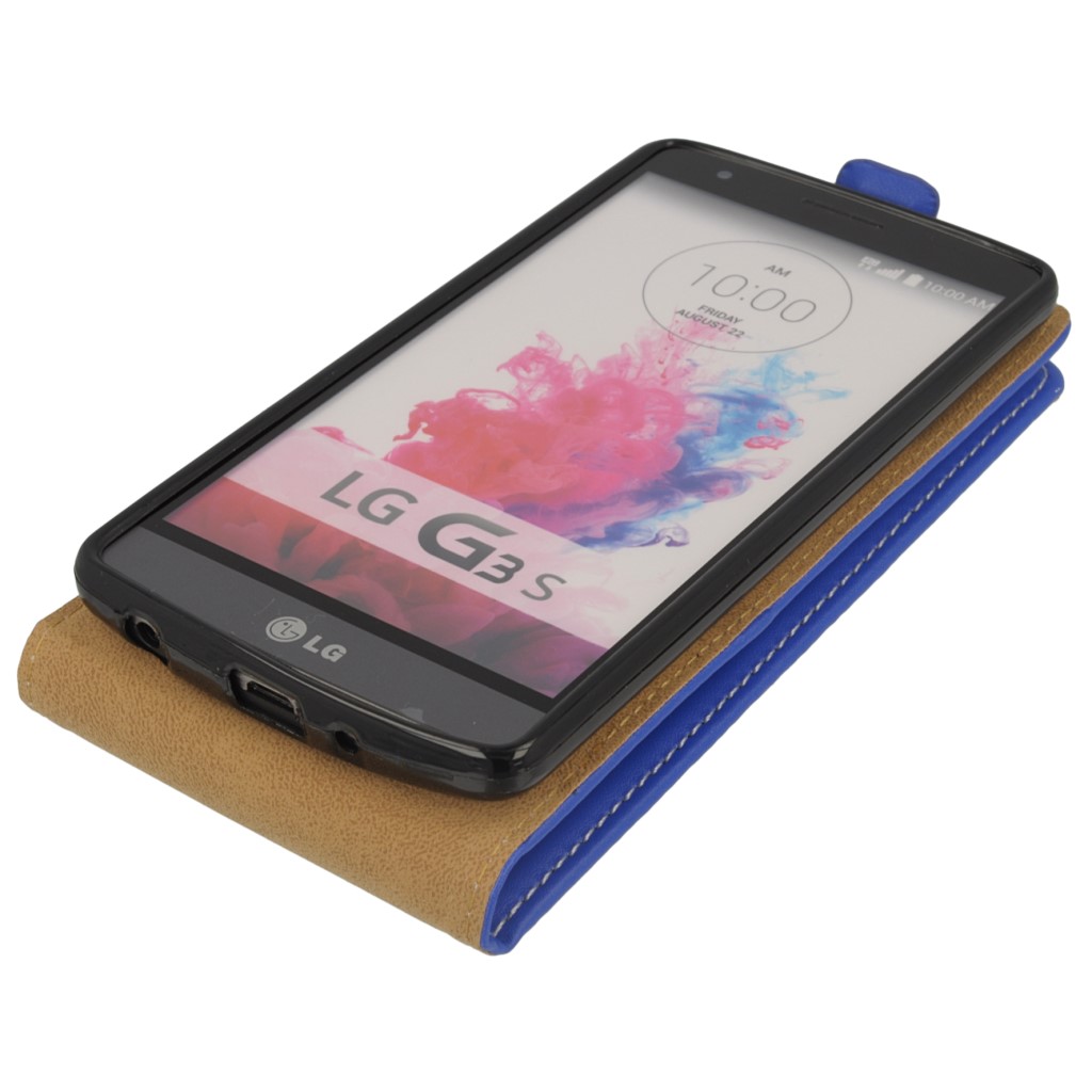 Pokrowiec z klapk na magnes Prestige Slim Flexi niebieski LG G3 mini / 9