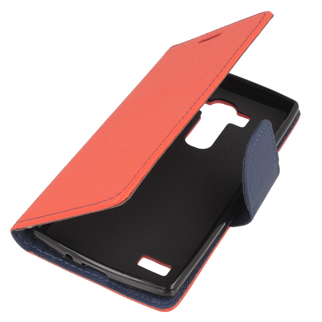 Pokrowiec etui z klapk na magnes Fancy Case czerwono-granatowe LG G4 Beat