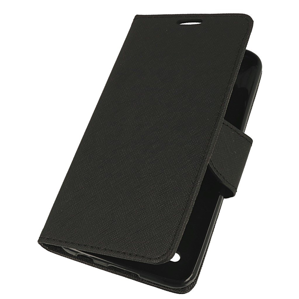 Pokrowiec etui z klapk na magnes Fancy Case czarne LG K10 2018