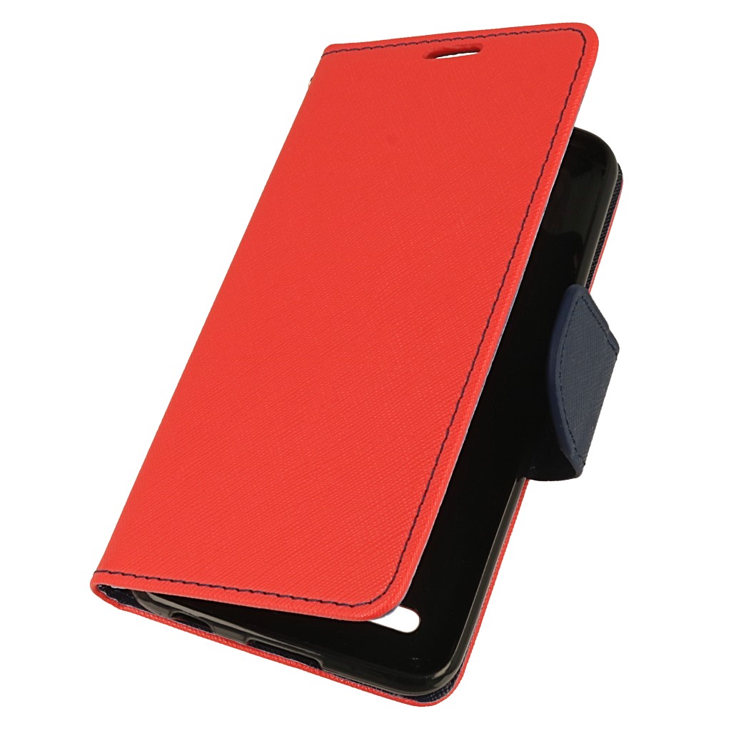 Pokrowiec etui z klapk na magnes Fancy Case czerwono-granatowe LG K10 2018