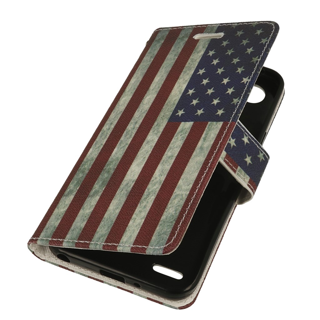 Pokrowiec etui portfelowe Wallet Design Flaga USA LG Q6