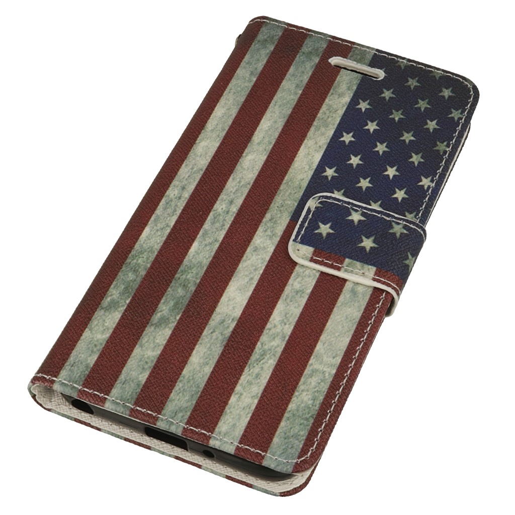 Pokrowiec etui portfelowe Wallet Design Flaga USA LG Q6 / 2