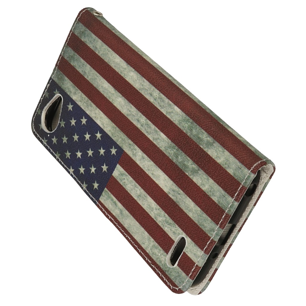 Pokrowiec etui portfelowe Wallet Design Flaga USA LG Q6 / 3