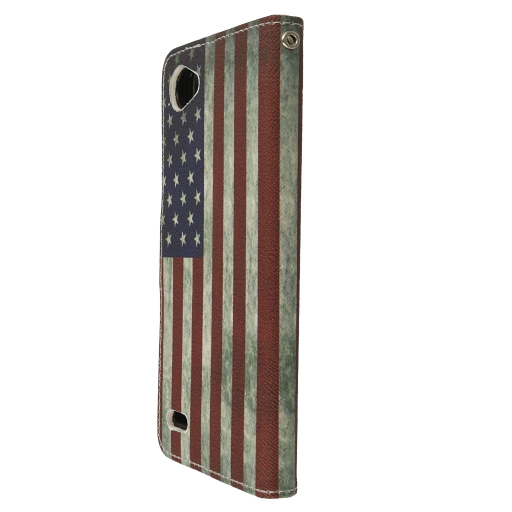 Pokrowiec etui portfelowe Wallet Design Flaga USA LG Q6 / 5