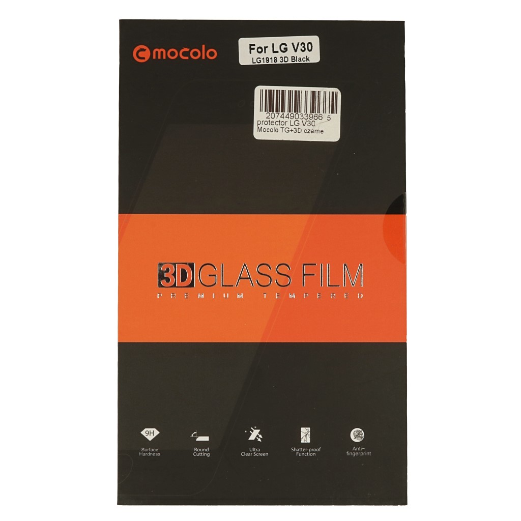 Szko hartowane na ekran MOCOLO TG+3D czarne LG V30 / 6