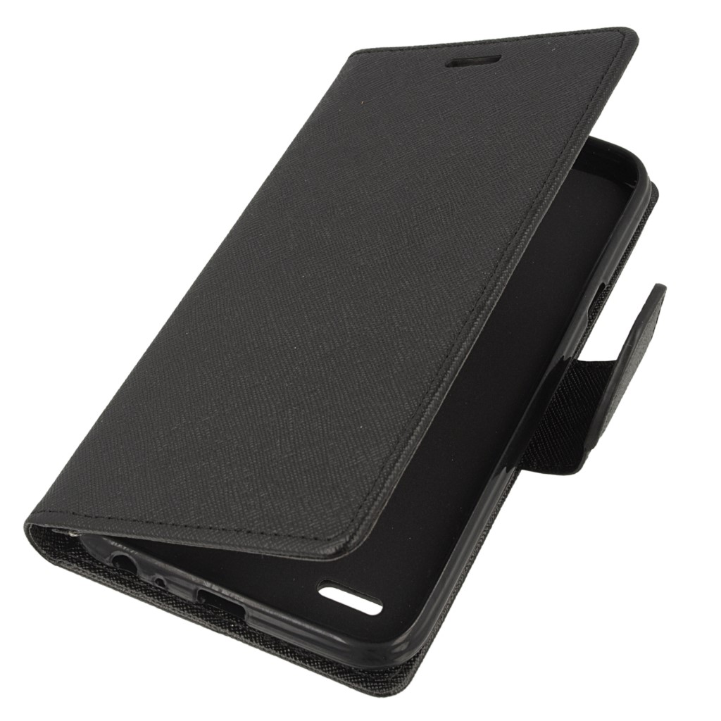 Pokrowiec etui z klapk na magnes Fancy Case czarne LG X Power 2