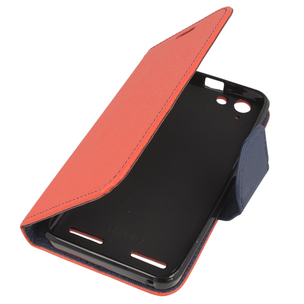 Pokrowiec etui z klapk na magnes Fancy Case czerwono-granatowe Lenovo Vibe K5
